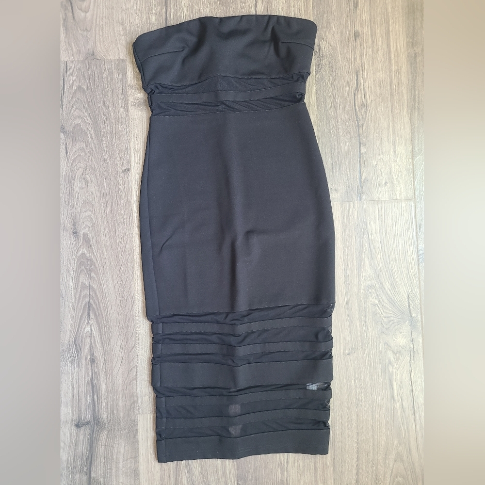 Womens medium bandeau mesh black dress, size medium
